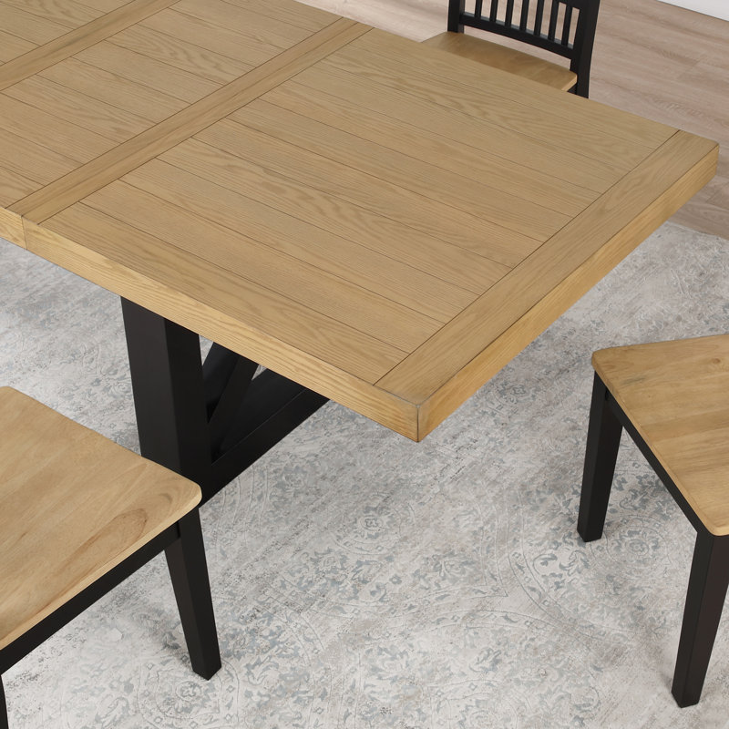 Lixy Magnolia 72-108" Rectangle Dining Table Set, 7 Pieces: Table, 6 Chairs