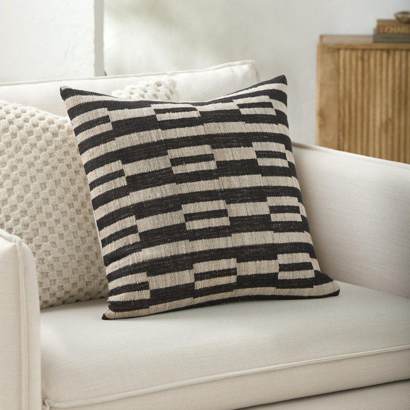 Marzano Accent Pillow, Pillow Cover Only - No Insert, Square 18", Black/Gray/Beige