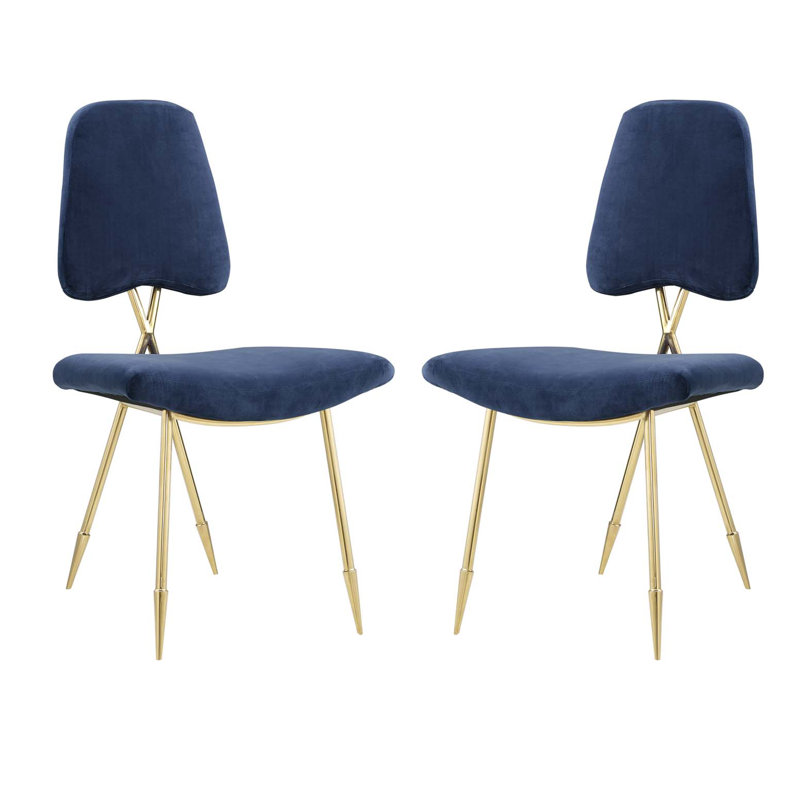 Strick & Bolton Violeta Velvet-padded Dining Chairs, Navy