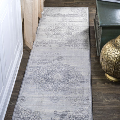 Modern Persian Vintage Medallion Light Gray/Ivory Rug