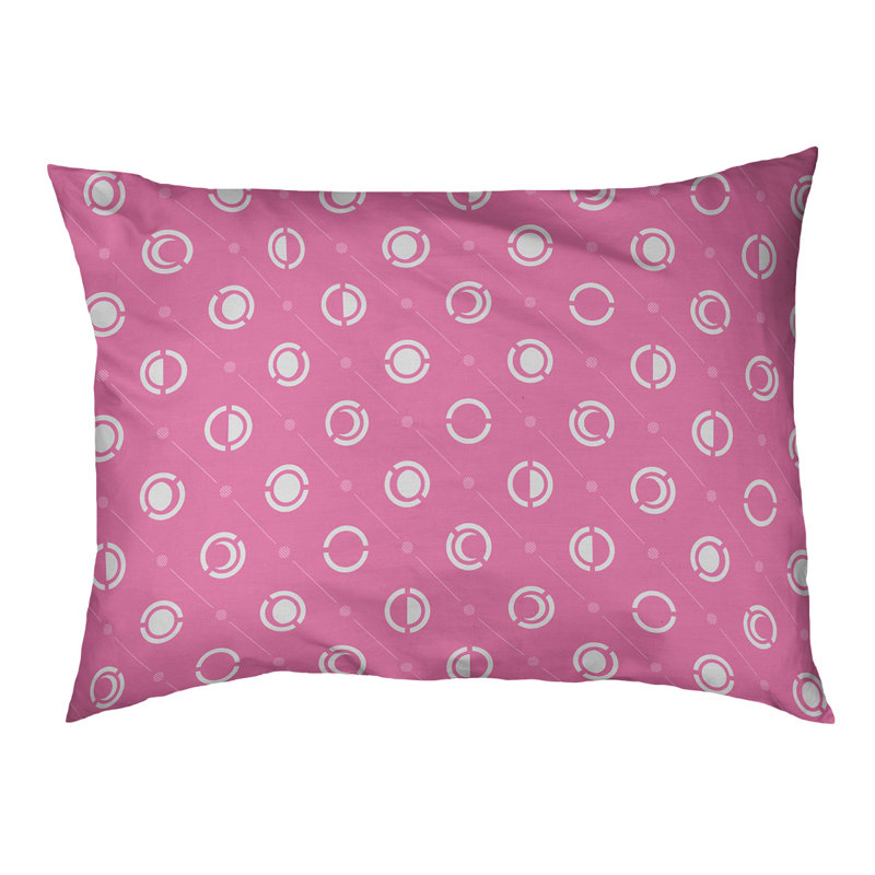 Coussin d’extérieur pour chien moon phases Chenault, Grand (l 50 po x P 7 po x H 40 po), Blanc / Rose