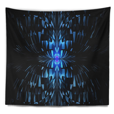 Motif abstrait de papillon bleu sur tapisserie noire