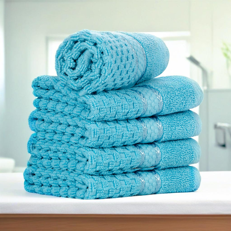 Collection de serviettes texturées 100% coton Mulaayam, Bleu ciel