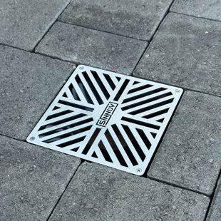 6 In. Premium Stainless Steel Heavy Duty Square Paver Drain Grate For Multiple Pipe Sizes - Drainage Cover