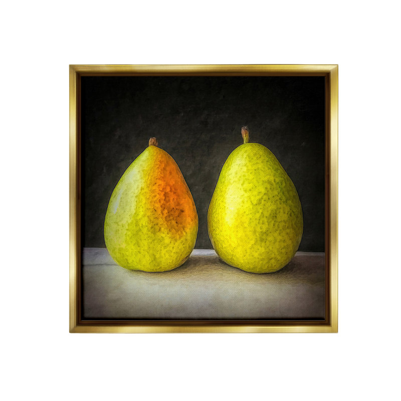 «Pear Duo Still Life» sur, Cadre flottant métallique doré, H 18 po x l 18 po