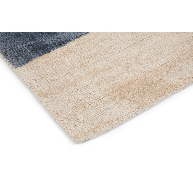 Tapis beige rectangulaire en laine touffeté à la main à motif géométrique Xariah, Rectangle 5 pi 3 po x 7 pi 6 po