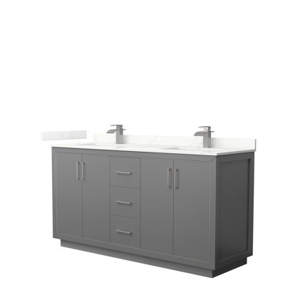 66'' Double Bathroom Vanity with Quartz Top