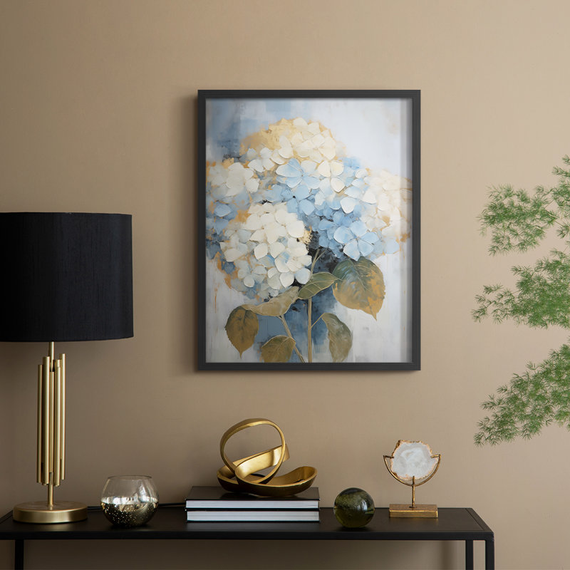 Série FLORAL Cxxxi - Impression encadrée de qualité supérieure - Prêt à accrocher - Aucun clou requis, Noir