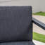 Chat rouille en aluminium 3 pièces - Gris foncé avec coussins pour le patio et la cour