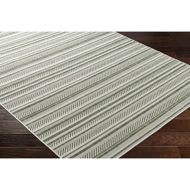 Raeli Round Indoor & Outdoor Boho Moss Green Rug, Rectangle 200 x 275cm