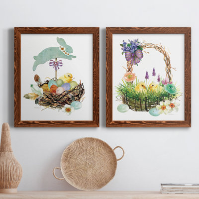 Bunny Hop - ensemble de 2 peintures sur toile encadrées
