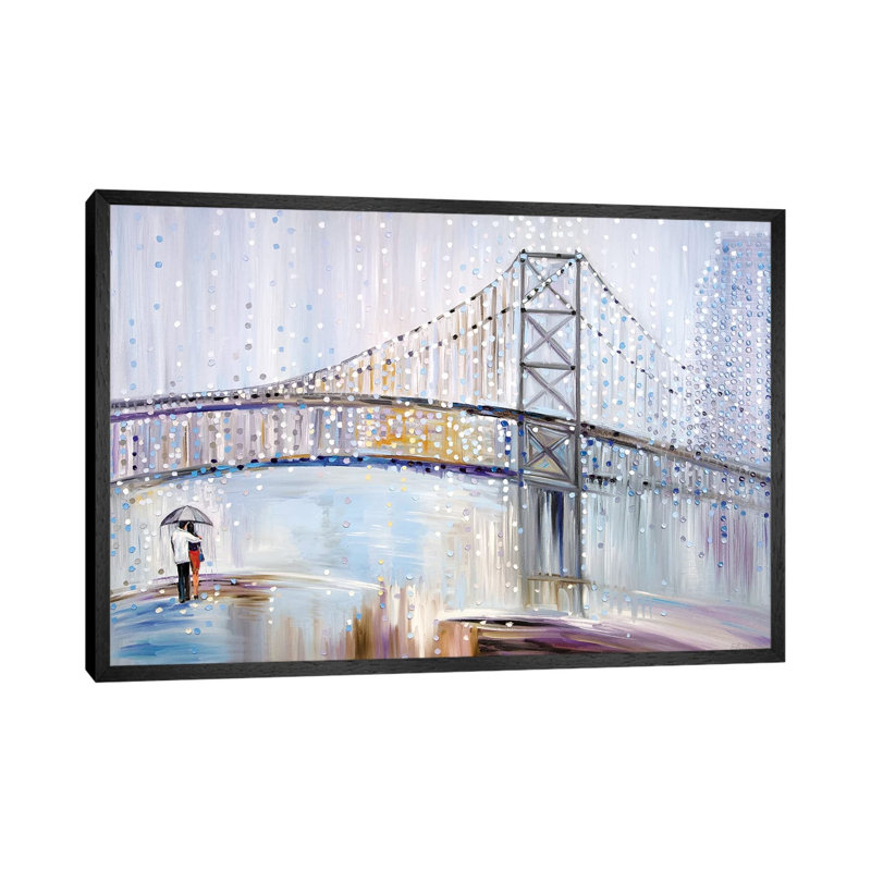 Romantic Rainy Date by Ekaterina Ermilkina - Painting on Canvas, 66.04 cm H x 45.72 cm W, Black Framed