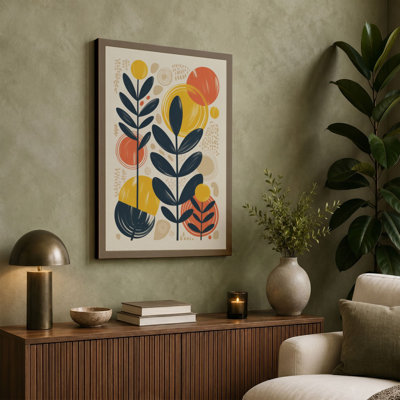 Stylized Botanical Forms Mid-Century - Wrapped Canvas