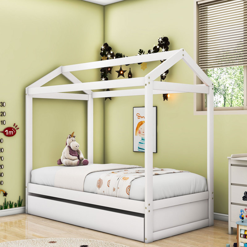 Lit simple en bois avec lit gigogne