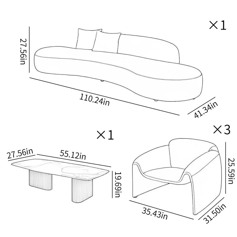 Modern Simple Brown Sofa Coffee Table Combination