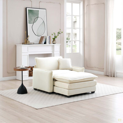 Canapé simple à assise profonde avec repose-pieds avec un oreiller, convient au salon et à la chambre à coucher, velours côtelé plusieurs occasions Club