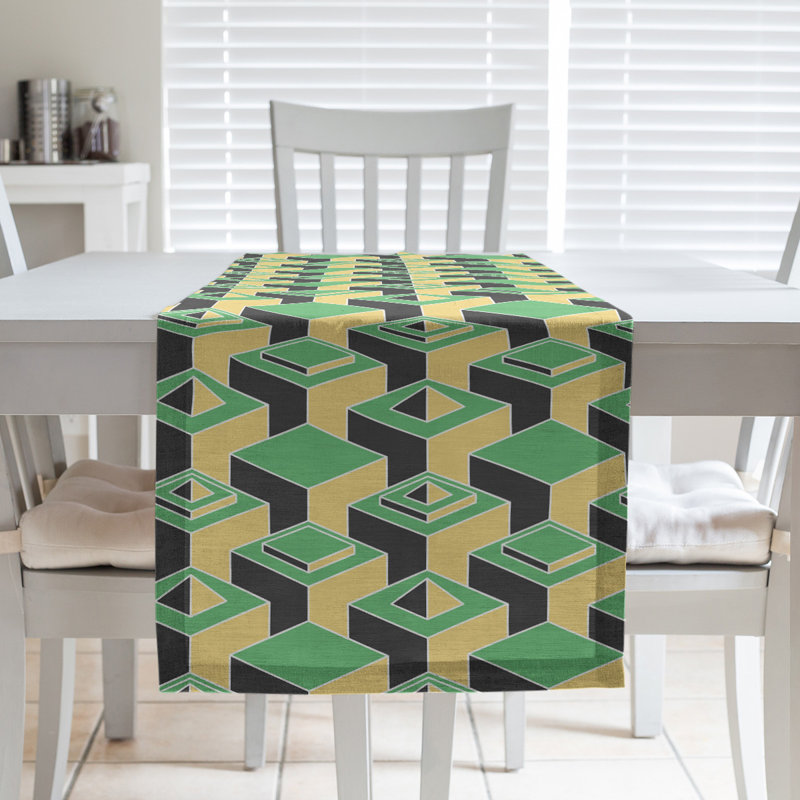 Classic Skyscrapers Table Runner, 16" x 72", Light Green/Yellow