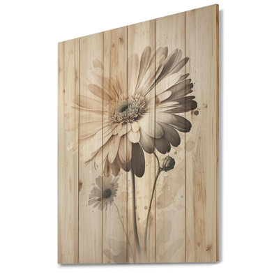 Gerbera blanc IV - impression sur bois sans cadre