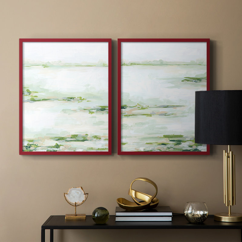 «Verdant Marsh I», reproduction encadrée de qualité supérieure - prête à être accrochée - aucun clou requis - aucun clou requis