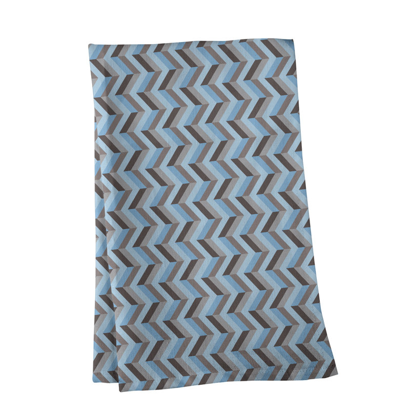 Serviette à thé chevron Mcguigan, Sergé de coton, Gris / bleu