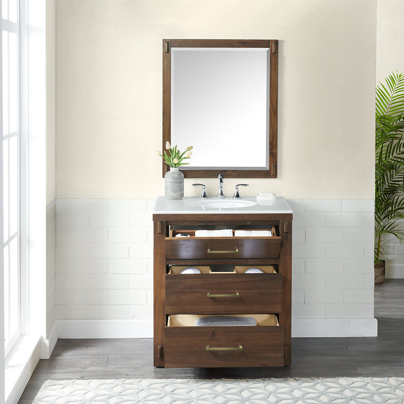 Asellus 30'' Single Bathroom Vanity with Marble Top