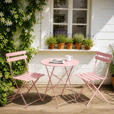 Ensemble bistro 3 pièces, ensemble de table de patio en métal et chaises pour balcon, porche et jardin