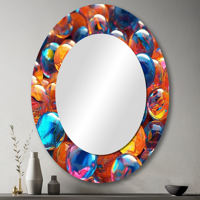 Miroir mural Sauli Mystical Marbles III - formes abstraites, miroir moderne, impression sur métal, 40 po x 30 po, Ovale