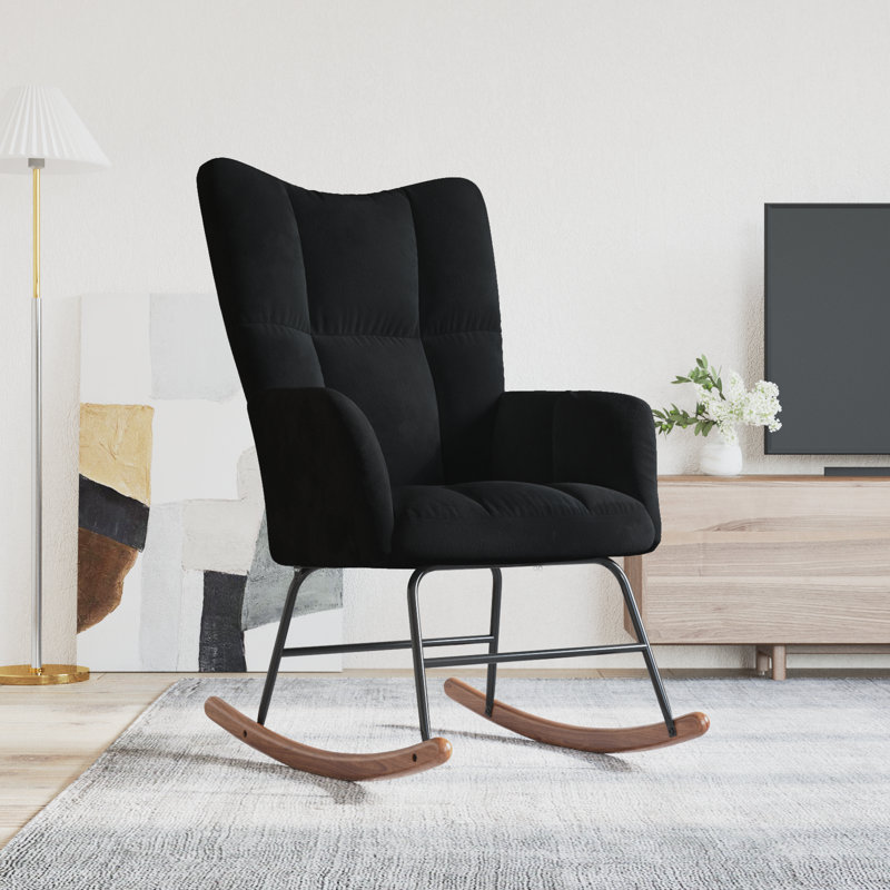 Khennedi Rocking Chair Velvet, Black
