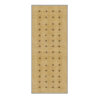 Tapis intérieur jaune / brun lavable à la machine antidérapant