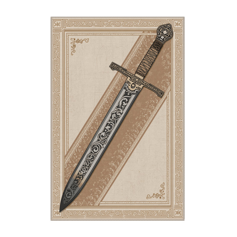 Tapis oriental classique beige lavable à la machine Rocco Claymore Sword, 4 x 6
