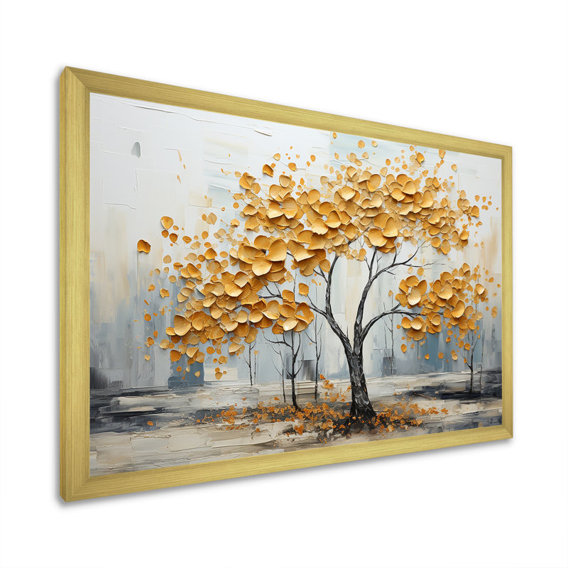" Golden Elegance Maple Tree I ", 34" H x 44" W x 1.5" D, Gold Picture Frame