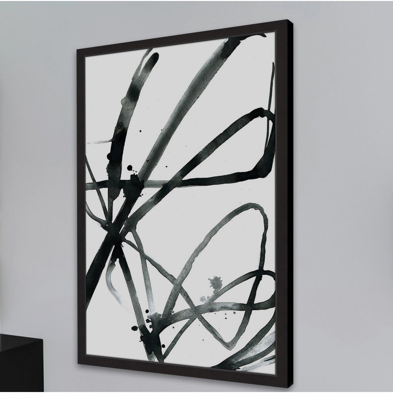 «Black Strokes» par Marmont Hill - reproduction d'art sur papier encadrée, H 24 po x l 16 po