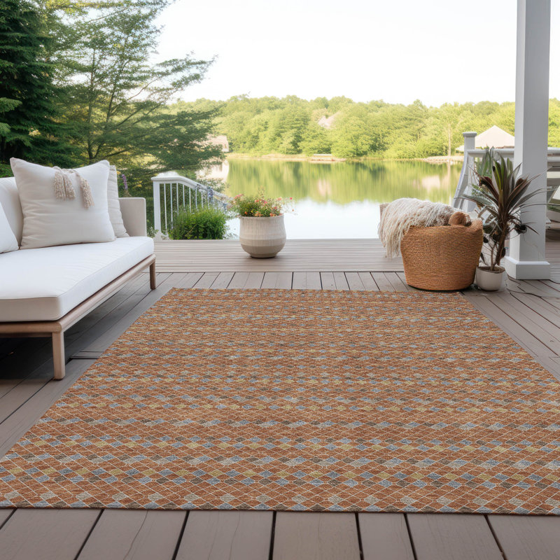Machine Washable Indoor/Outdoor Christain ACN1416 Paprika Rug, Rectangle 10' x 14'