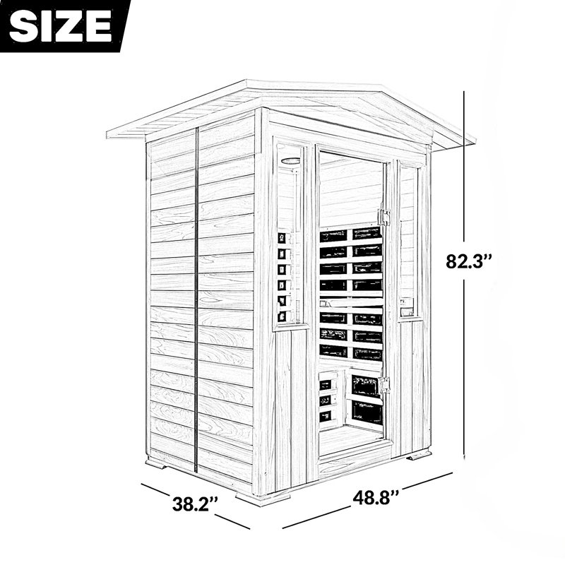 Outdoor 2 Person 9 Heaters Far Infrared Sauna Room With Bluetooth Music Player And 2 Ambient Lights丨indoor/Outdoor Dry Heat Sauna For Home & Gym – Made From Red Cedar And Canadian Hemlock