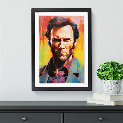 Clint Eastwood Colour Field - Single Picture Frame Print on Wood