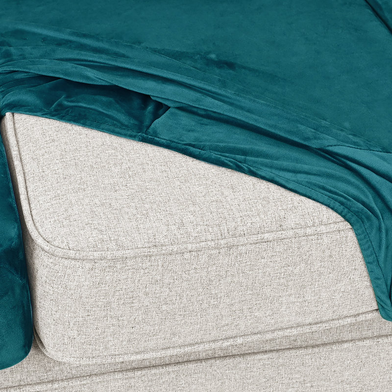 Housse pour canapé à coussins carrés/rectangulaires, Mélange de polyester bleu paon