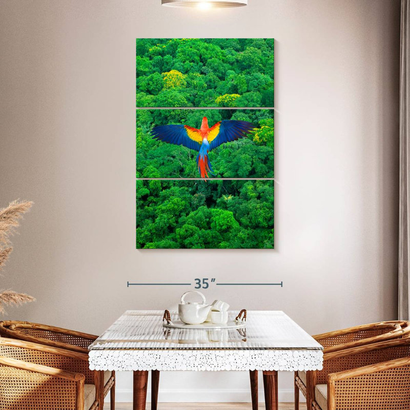 Brampt Rainforest Scarlet Macaw, 50" H x 32" W