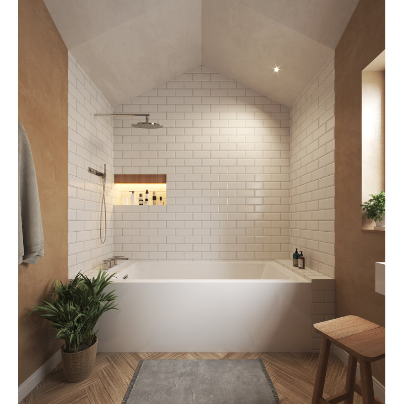 Grayley 66'' x 30'' Soaking Acrylic Bathtub, Left, Polished Chrome