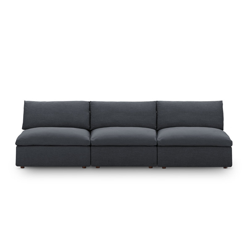 Canapé modulaire sans accoudoirs rembourré 3 pièces Commix, Polyester gris
