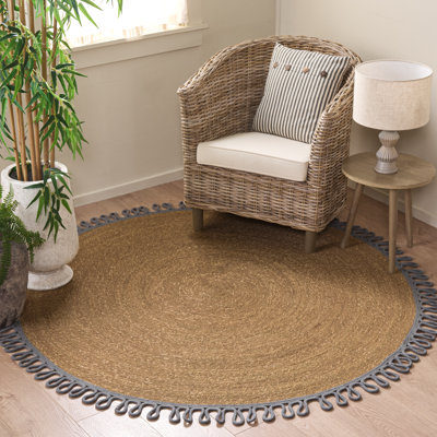 Latte de bambou tressée en fibre naturelle / ruppie maritime; Tapis d'intérieur en coton sans motif