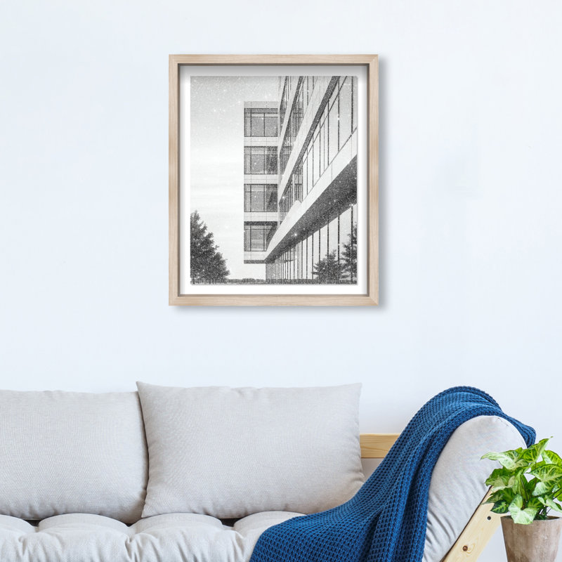 Glass Labyrinth II Framed Graphic Art, 25.5"H x 21.5"W, Natural Oak Shadowbox