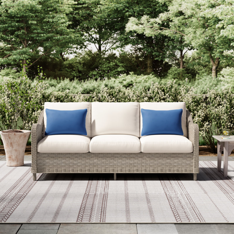 Sky 74.5'' Wide Premium All-Weather Wicker Patio Sofa with Cushions, Canvas Canvas Sunbrella® Canvas