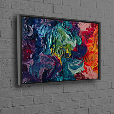 Impression d'art abstrait moderne et vibrant sur toile de coton avec des motifs géométriques multicolores convenant à un décor contemporain
