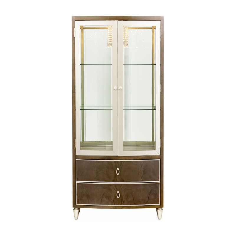 Villa Cherie Display Cabinet with LED Lighting, Hazelnut