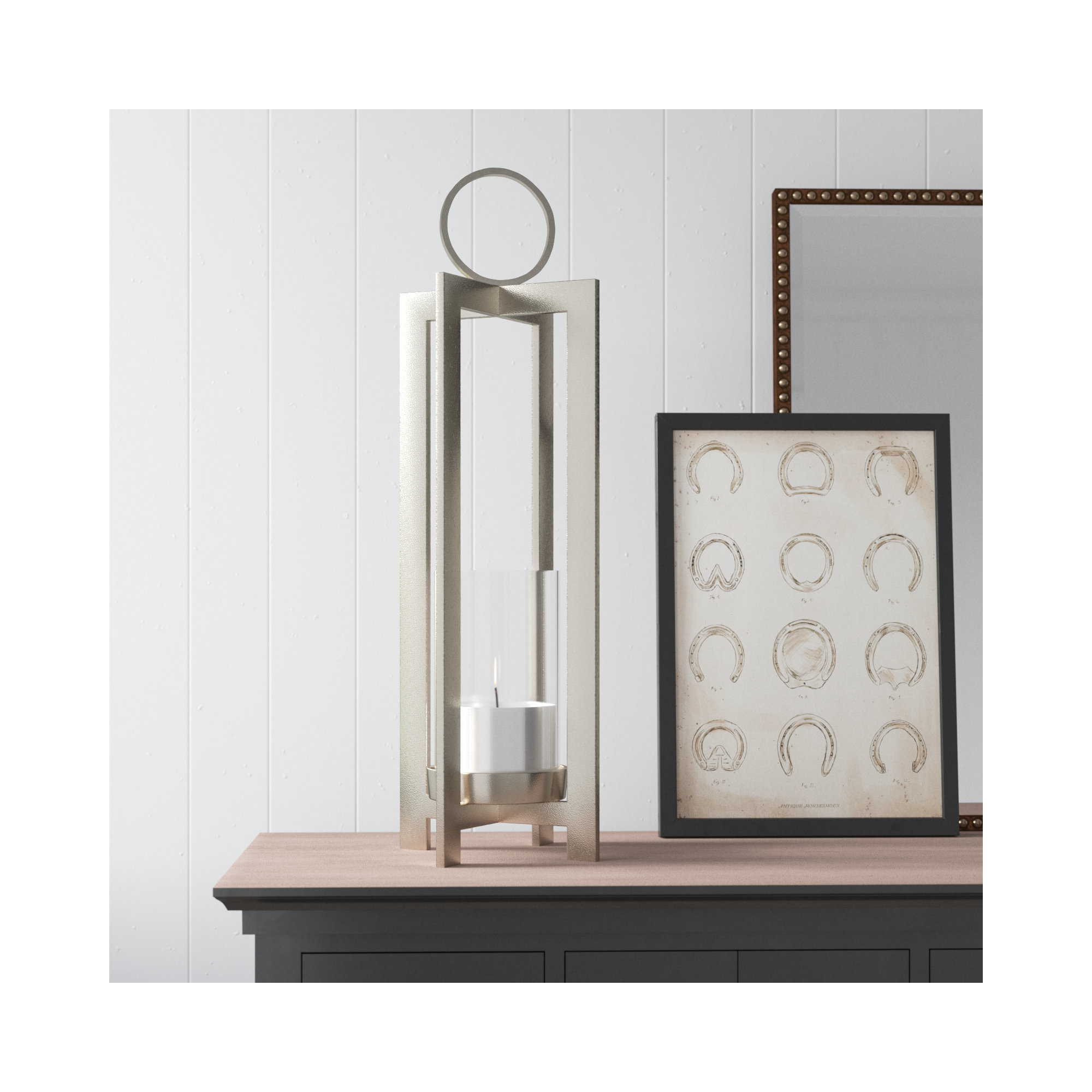 Barrow Lantern, Silver, 30.5" H x 10" W x 10" D
