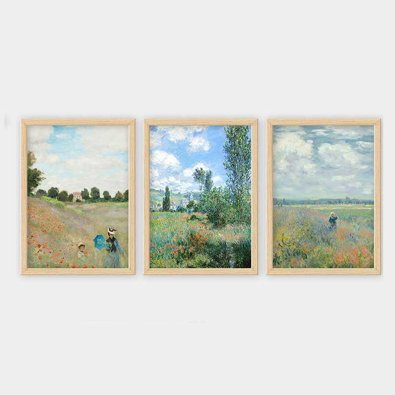 Superbe ensemble de peintures décoratives encadrées (3 pièces) de 21,7 po x 29,5 po chacune | Cadre 100% bois avec polystyrène de 0,8 pouce | Impression numérique UV | Parfait pour la décoration murale de salon, de bureau et de galerie