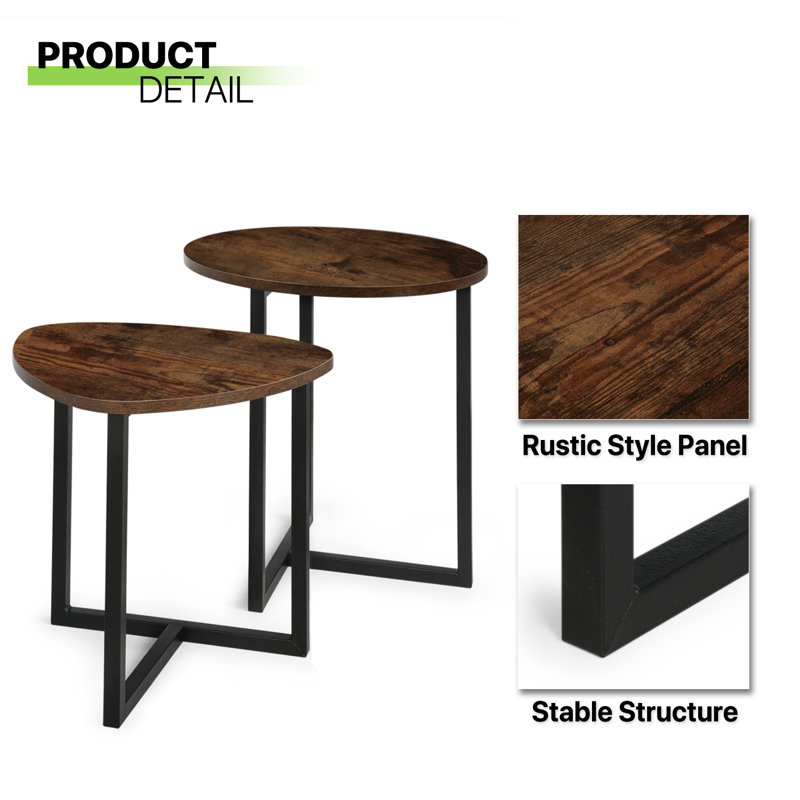 Ambau Modern 2 PCS Round Coffee Table Sofa End and Side Tables for Living Room, Stylish Centre Table for Home