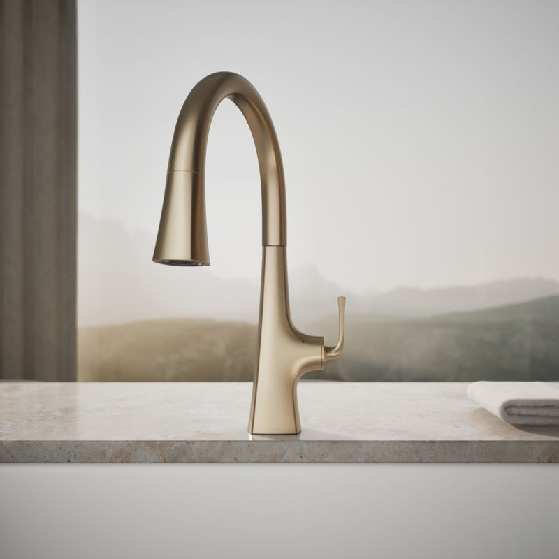 Graze Touchless Pull-Down Kitchen Sink Faucet With Three-Function Sprayhead, Vibrant Brushed Bronze