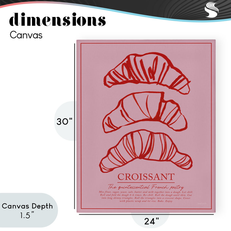 Croissant, déjeuner, pâtisserie, conception par Jenaya Jackson, H 30 po x l 24 po