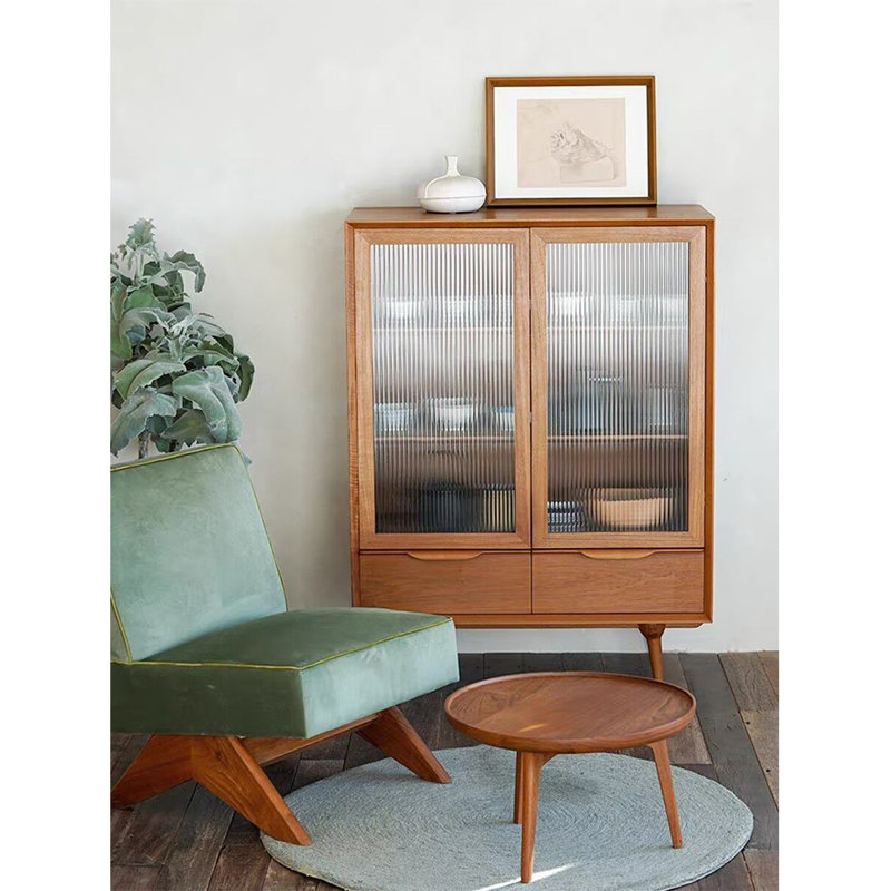 Buffet décoratif moyen en verre vieilli, Brown